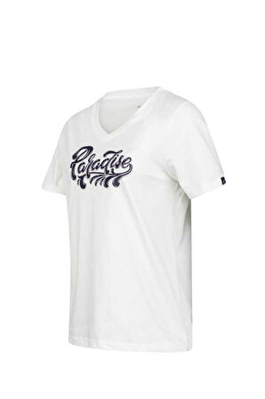 2AS ALONE BASKILI V YAKA KADIN T-SHİRT 406