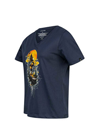 2AS ALONE BASKILI V YAKA KADIN T-SHİRT 413