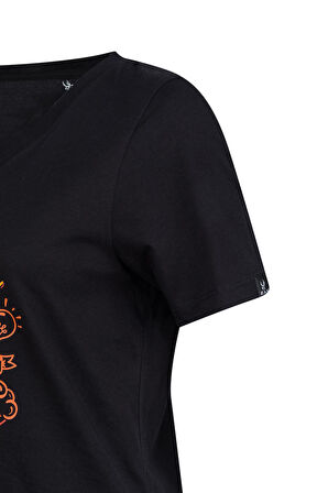 2AS Alone Baskılı V Yaka Kadın T-Shirt 411