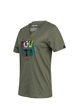 2AS ALONE BASKILI V YAKA KADIN T-SHİRT 403