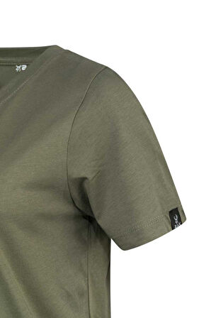 2AS ALONE BASKILI V YAKA KADIN T-SHİRT 404