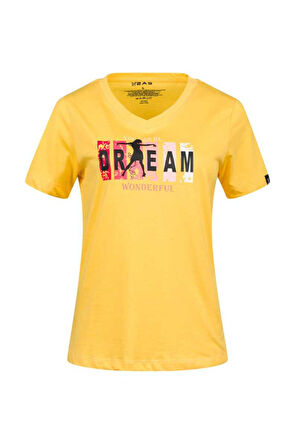 2AS ALONE BASKILI V YAKA KADIN T-SHİRT 404