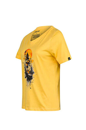 2AS ALONE BASKILI V YAKA KADIN T-SHİRT 413