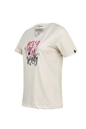 2AS ALONE BASKILI V YAKA KADIN T-SHİRT 402