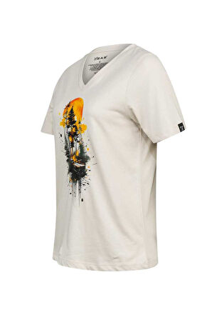 2AS ALONE BASKILI V YAKA KADIN T-SHİRT 413