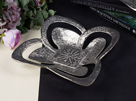 FESTIVE KARE MEYVELIK SILVER 28X28X6 CM