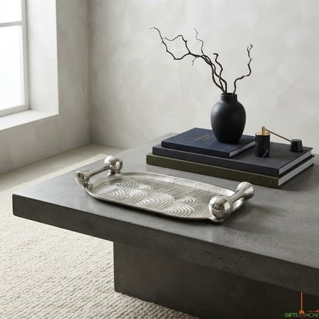 MUSHROOM SILVER DEKORATİF TEPSİ 38X17X6