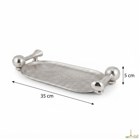 MUSHROOM SILVER DEKORATİF TEPSİ 38X17X6