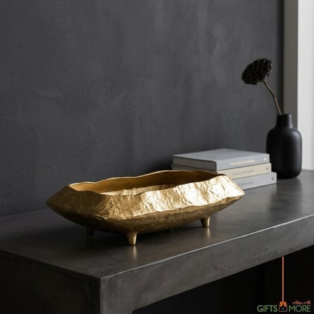 SCULPT CUBIC GOLD DEKORATİF TABAK 35X20X9