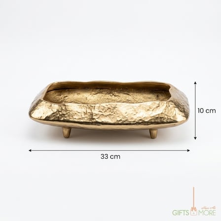 SCULPT CUBIC GOLD DEKORATİF TABAK 35X20X9