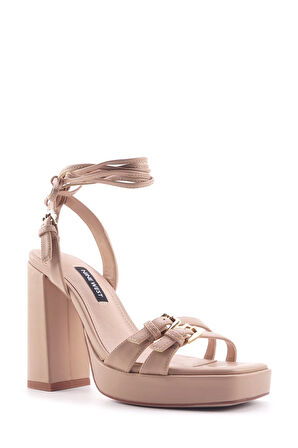 BENALDE 4FX Krem Kadın Topuklu Sandalet