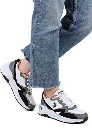 U.S.POLO ASSN.HUSKY 4FX BEYAZ SİYAH COMFORT CASUAL ANATOMİK SPOR AYAKKABISI