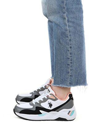 U.S.POLO ASSN.HUSKY 4FX BEYAZ SİYAH COMFORT CASUAL ANATOMİK SPOR AYAKKABISI