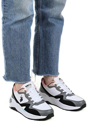 U.S.POLO ASSN.HUSKY 4FX BEYAZ SİYAH COMFORT CASUAL ANATOMİK SPOR AYAKKABISI