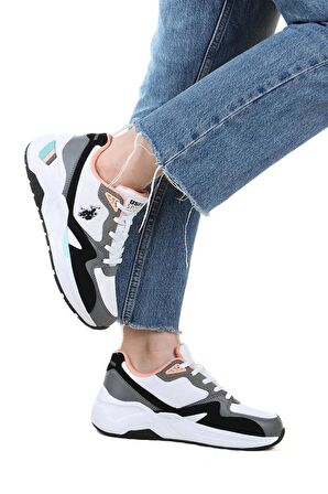 U.S.POLO ASSN.HUSKY 4FX BEYAZ SİYAH COMFORT CASUAL ANATOMİK SPOR AYAKKABISI