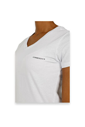 Lumberjack 4M Wb V Neck 11Ct126 4Fx Beyaz Kadın T-Shirt