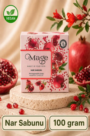 Mage Doğal Nar Sabunu 100 gram 1 adet hediyelik kutuda