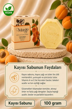 Mage Doğal Kayısı Sabunu 100 gram 1 adet hediyelik kutuda