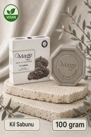 Mage Doğal Kil Sabunu 100 gram 1 adet hediyelik kutuda