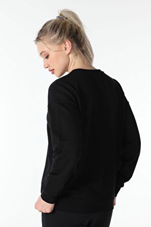 defy's KADIN BASKILI SWEAT SİYAH - L