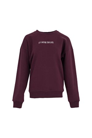 defy's KADIN BASKILI SWEATSHIRT MÜRDÜM - XL