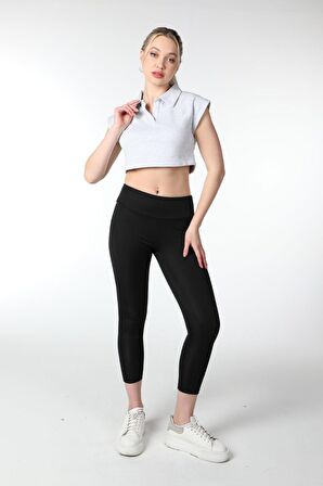 defy's KADIN YAKA DETAYLI CROP GRİ - S