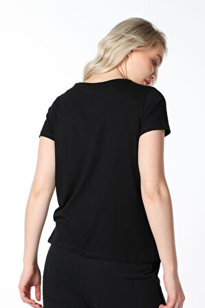 defy's KADIN KISA KOLLU BİSİKLET YAKA TİŞÖRT SİYAH - XL