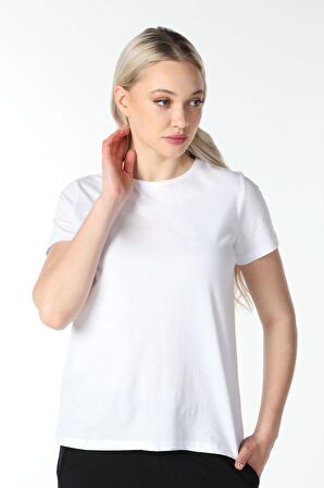 defy's KADIN KISA KOLLU BİSİKLET YAKA TİŞÖRT BEYAZ - M