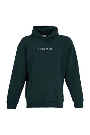 defy's ERKEK BASKILI KAPÜŞONLU SWEATSHIRT YEŞİL - XL