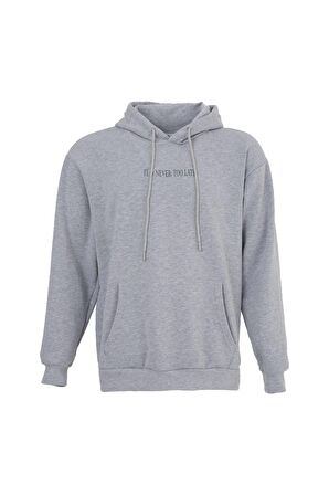 defy's ERKEK BASKILI KAPÜŞONLU SWEATSHIRT GRİ - XL