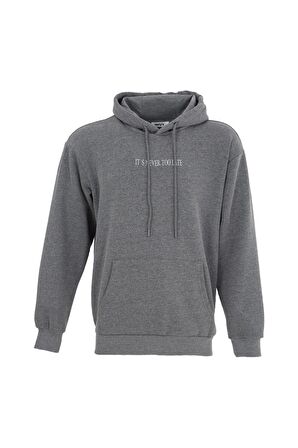 defy's ERKEK BASKILI KAPÜŞONLU SWEATSHIRT ANTRASİT - M