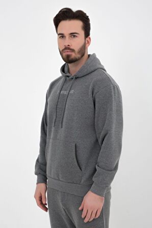 defy's ERKEK BASKILI KAPÜŞONLU SWEATSHIRT ANTRASİT - M