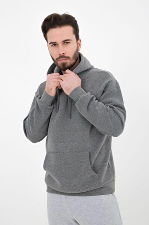 defy's ERKEK BASIC KAPÜŞONLU SWEATSHIRT ANTRASİT - M