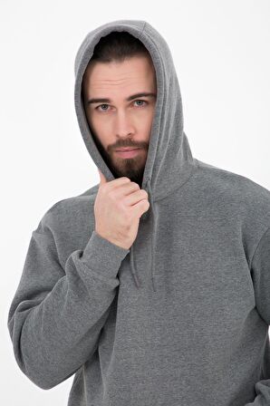 defy's ERKEK BASIC KAPÜŞONLU SWEATSHIRT ANTRASİT - XXL