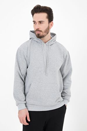 defy's ERKEK BASIC KAPÜŞONLU SWEATSHIRT GRİ - S