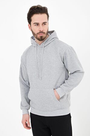 defy's ERKEK BASIC KAPÜŞONLU SWEATSHIRT GRİ - S