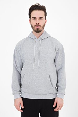 defy's ERKEK BASIC KAPÜŞONLU SWEATSHIRT GRİ - S