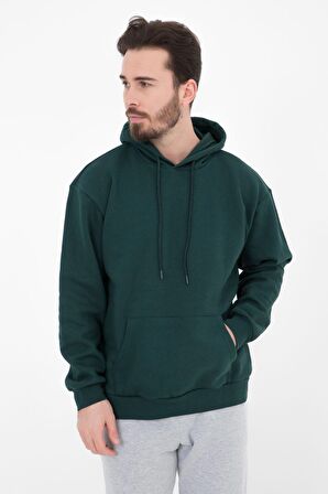 defy's ERKEK BASIC KAPÜŞONLU SWEATSHIRT YEŞİL - L