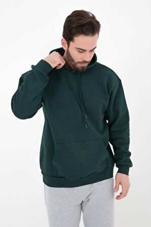 defy's ERKEK BASIC KAPÜŞONLU SWEATSHIRT YEŞİL - L