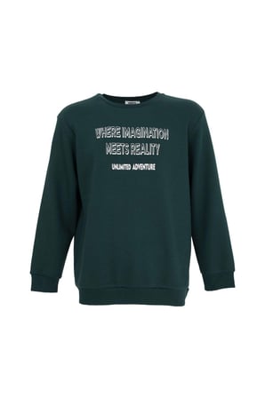 defy's ERKEK BASKILI UZUN KOLLU BİSİKLET YAKA SWEATSHIRT YEŞİL - XL