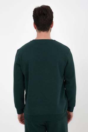 defy's ERKEK BASKILI UZUN KOLLU BİSİKLET YAKA SWEATSHIRT YEŞİL - XL