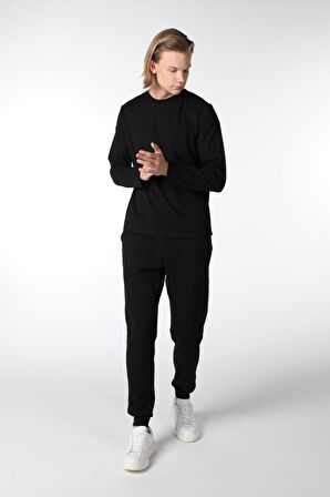 ERKEK UZUN KOLLU BİSİKLET YAKA TİŞÖRT SİYAH - L