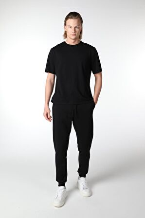 ERKEK KISA KOLLU BİSİKLET YAKA TİŞÖRT SİYAH - XXL