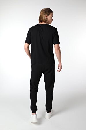 ERKEK KISA KOLLU BİSİKLET YAKA TİŞÖRT SİYAH - XXL