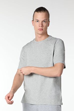 ERKEK KISA KOLLU BİSİKLET YAKA TİŞÖRT GRİ - S