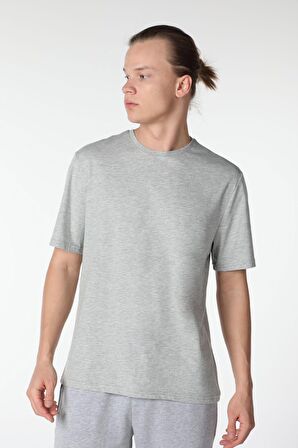 ERKEK KISA KOLLU BİSİKLET YAKA TİŞÖRT GRİ - S