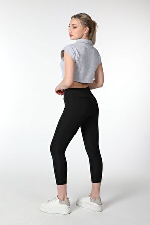 defy's KADIN YAKA DETAYLI CROP KIRÇILLI GRİ - S