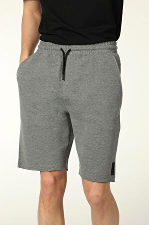 defy's ERKEK PAÇA DETAYLI ŞORT GRİ MELANJ - XL