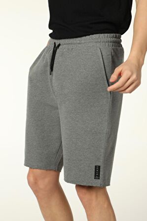 defy's ERKEK PAÇA DETAYLI ŞORT GRİ MELANJ - XL