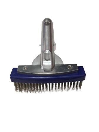 Krom Saplı Paslanmaz Klipsli Model Tel Havuz Fırçası 15 cm-Stainless Steel Algae Brush-ToptancıyızBiz